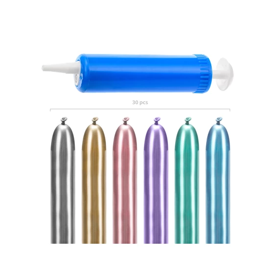 Modellező fényes lufi 130 cm pumpával, mix S/30