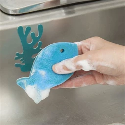Mosogatószivacs tartóval, halas