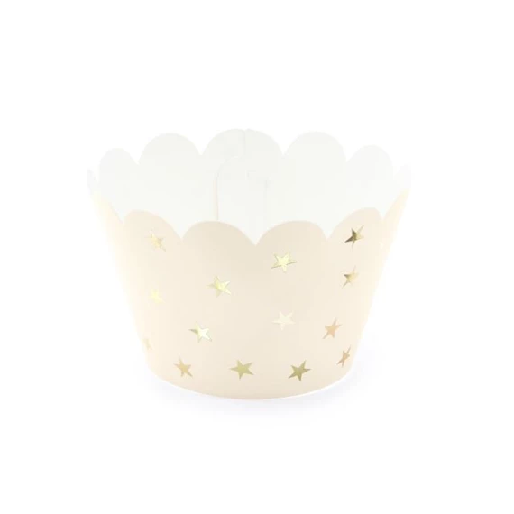 Muffin forma csillagos papír 5x7,5x5 cm barack S/6
