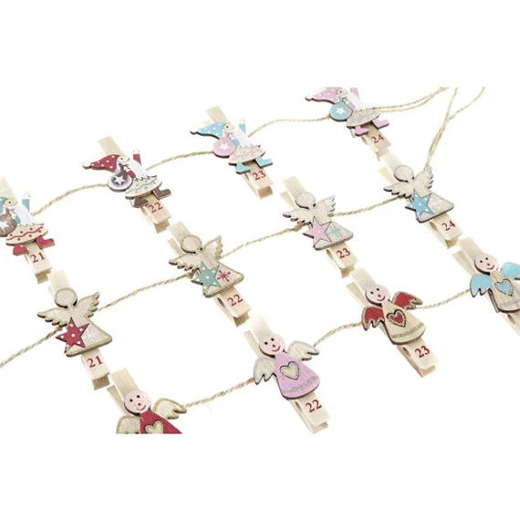 Naptár adventi, csipeszes 40x15x2 cm 3 féle S/24