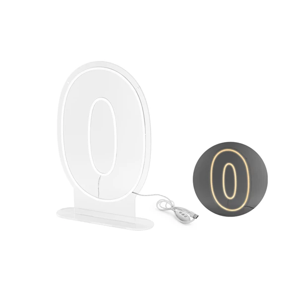 Neon LED 0-s szám fehér 50 cm