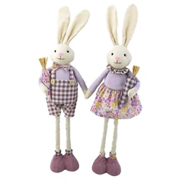 Nyúl fiú, lány répával teleszkópos lábbal 24x14x95 cm 2féle
