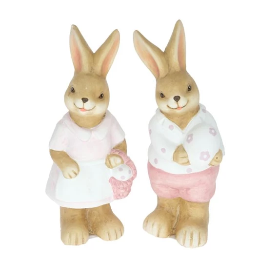 Nyúl fiú, lány tojással álló 7x5,5x15 cm 2 féle