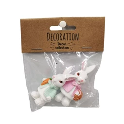 Nyúl kosárral, répával álló 2,9x2,2x5,9 cm 2féle S/2