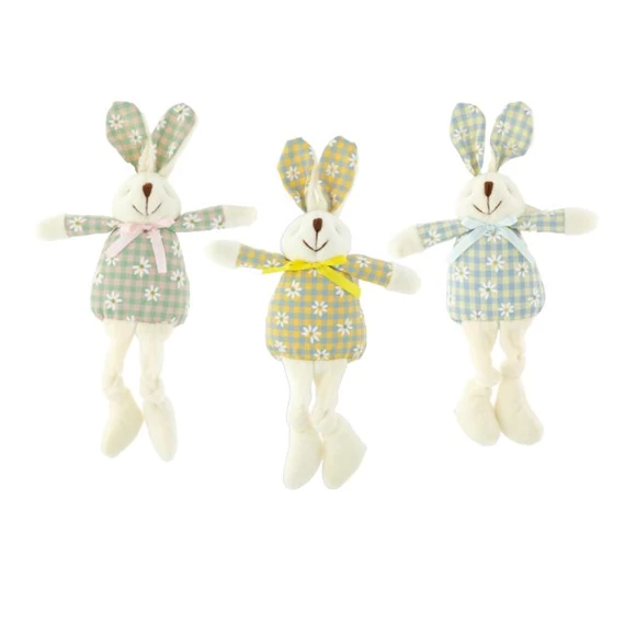 Nyúl virágmintás ruhában, lógólábú 18 cm 3 féle