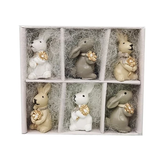 Nyúl masnival, virággal 2,1x1,5x3 cm 3féle S/6