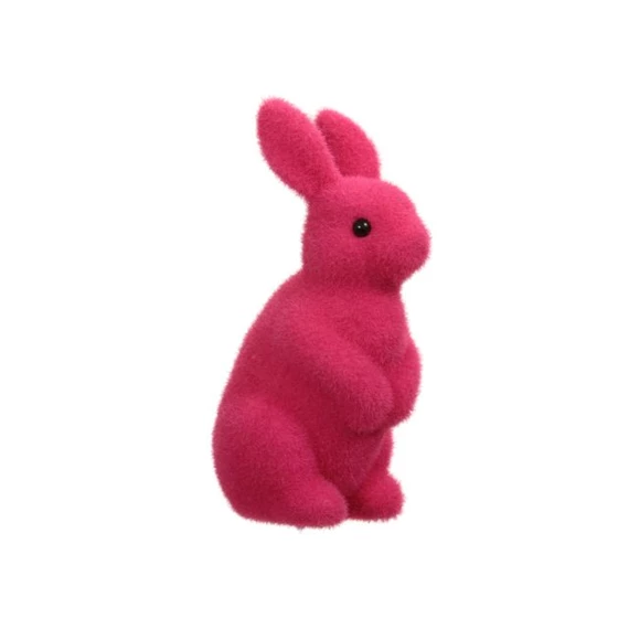 Nyúl ülő, flokkolt 8,5x17 cm