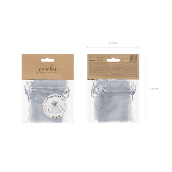 Organza tasakok ezüst 10 cm S/10