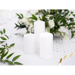 Oszlop gyertya matt fehér 12 x 6 cm S/6