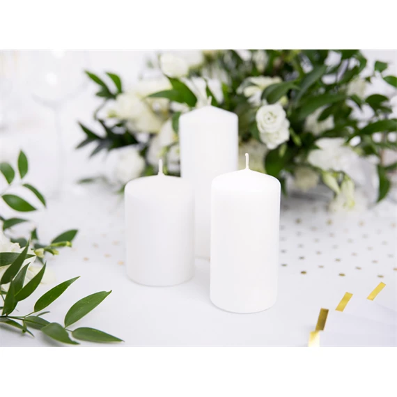 Oszlop gyertya matt fehér 15 x 6 cm S/6