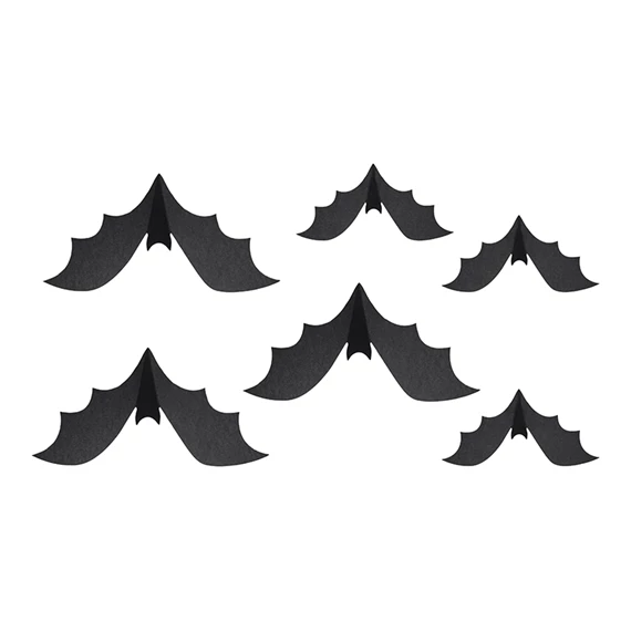 Papír dekoráció denevérek 19-29 cm fekete S/6