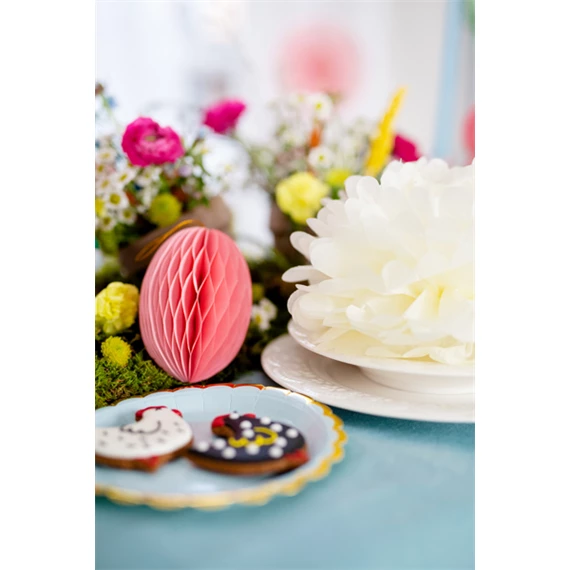 Papír dekoráció méhsejt tojás rózsaszín 12 cm