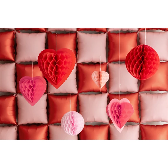 Papír méhsejt dekorációk szívek, mix, 20-30 cm S/3