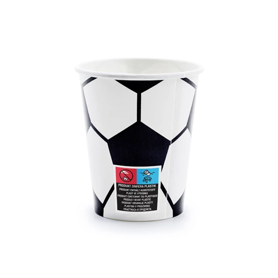 Papírpohár foci, mix, 260 ml S/6