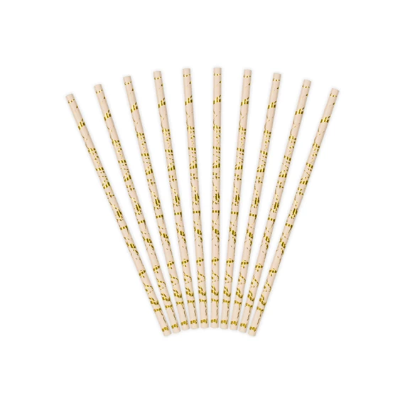 Papír szívószálak púderrózsaszín 19,5 cm S/10