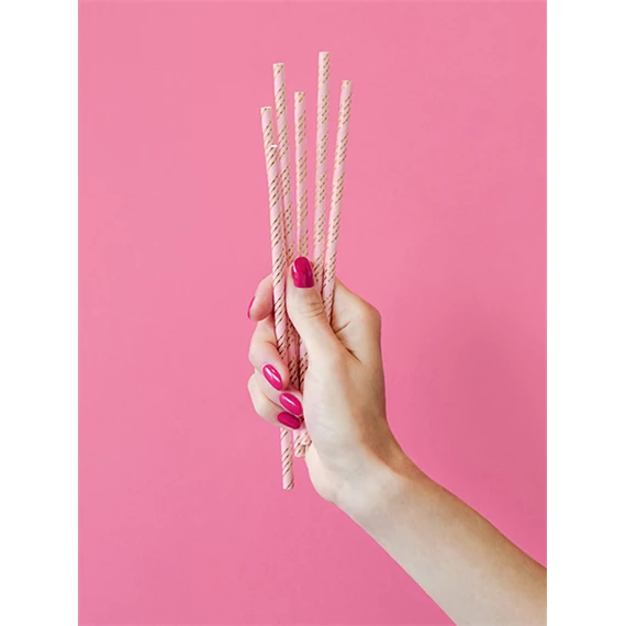 Papír szívószálak világos rózsaszín 19,5 cm S/10