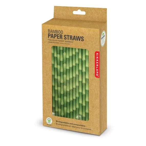 Papírszívószál bambusz mintával 144 db 15,2x4x22,8 cm