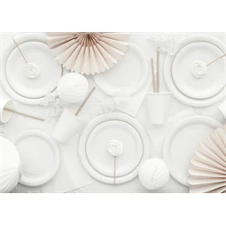 Papírtányér 23 cm fehér S/6