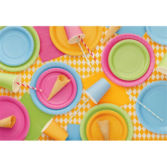 Papírtányér 23 cm világos narancs S/6