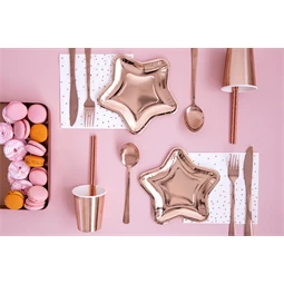 Papírtányér csillag rózsaarany 18 cm S/6