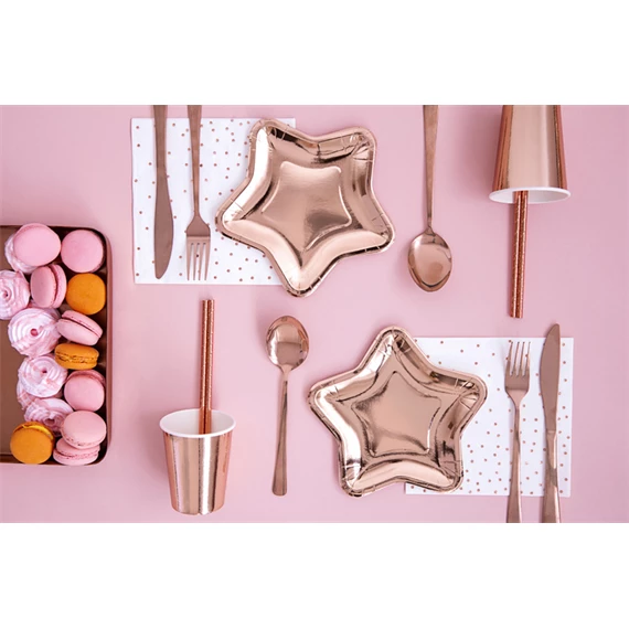 Papírtányér csillag rózsaarany 18 cm S/6