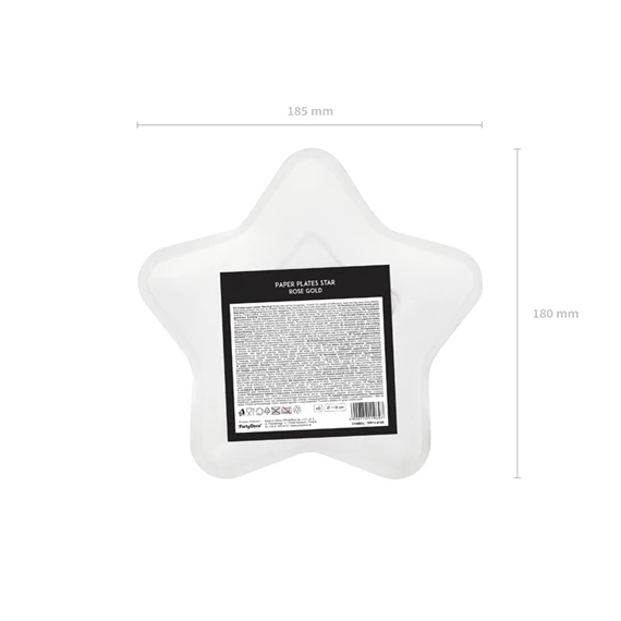 Papírtányér csillag rózsaarany 18 cm S/6