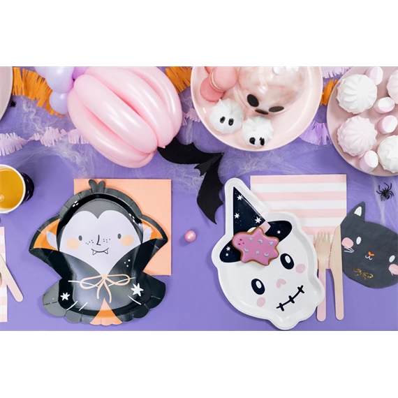 Papírtányér drakula, 23x25 cm, mix S/6