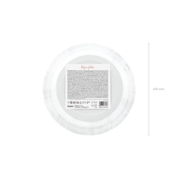 Papírtányér felirattal "Happy birthday" papír 18 cm rosegold S/6