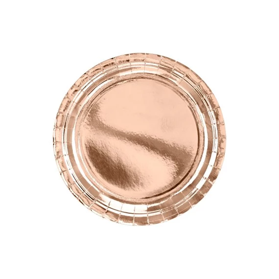 Papírtányér papír 23 cm rosegold S/6