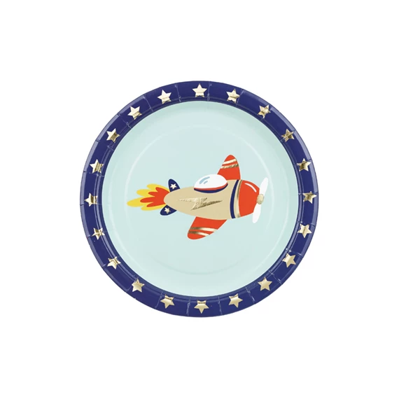 Papírtányér repülőgép, 18x18 cm, mix S/6