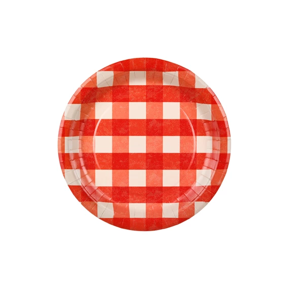Papírtányérok kockás, vegyes, 27 cm S/6