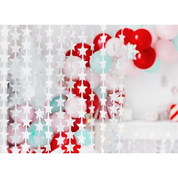 Party függöny csillag műanyag 100x245 cm ezüst