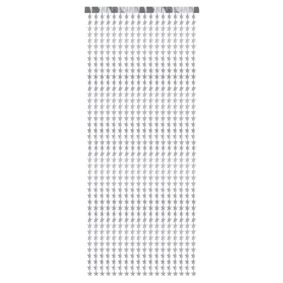 Party függöny csillag műanyag 100x245 cm ezüst