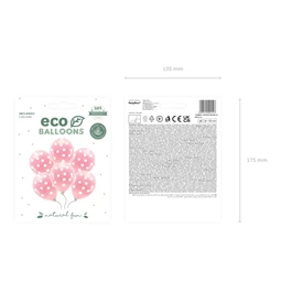 Pasztell eco lufi 33 cm pöttyös világos rózsaszín S/6