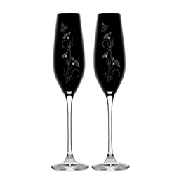 Pezsgős pohár virág mintával, Swarovski kristállyal 210 ml 26,3x6,6 cm S/2