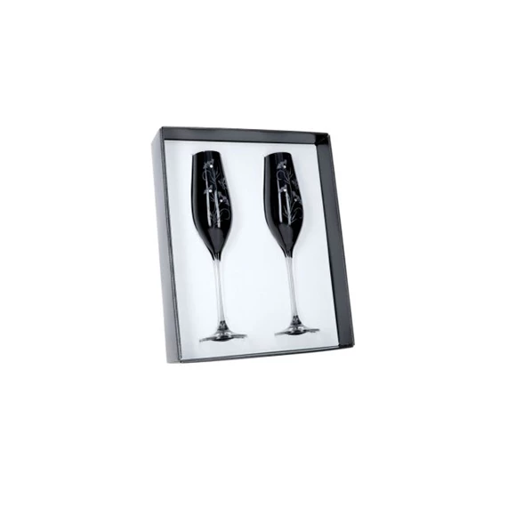 Pezsgős pohár virág mintával, Swarovski kristállyal 210 ml 26,3x6,6 cm S/2