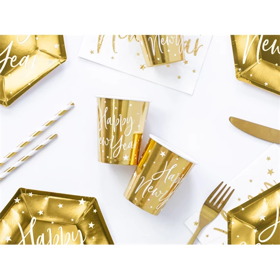 Papírpohár boldog új évet arany 220 ml S/6
