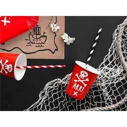 Papírpohár kalóz parti, piros, 220 ml S/6