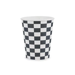 Papírpohár kockás zászló, 220 ml, mix S/6