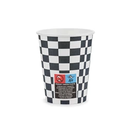 Papírpohár kockás zászló, 220 ml, mix S/6