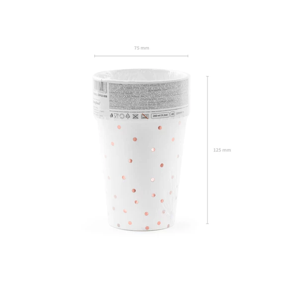 Papírpohár pöttyös fehér 260 ml S/6