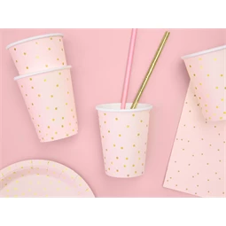 Papírpohár pöttyös, világos rózsaszín, 260 ml S/6