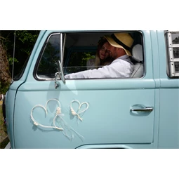 Rattan szívek krém színű virágokkal S/2