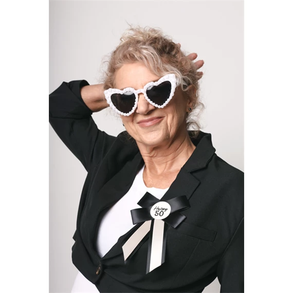 Rozetta 50. születésnapra 11x17 cm krém-fekete