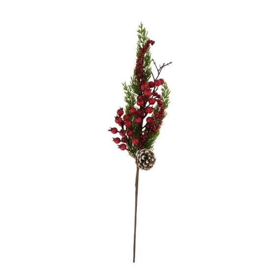 Selyemvirág ág bogyóval, tobozzal 50 cm