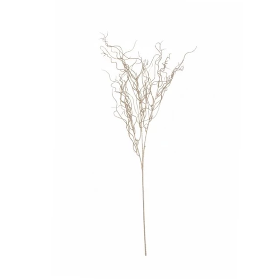 Selyemvirág ág csavart fűz, glitteres 82 cm