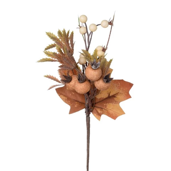 Selyemvirág ág gránátalmával, bogyókkal, betűzős 27 cm