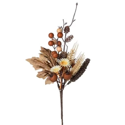 Selyemvirág ág gránátalmával, tobozzal, betűzős 36 cm