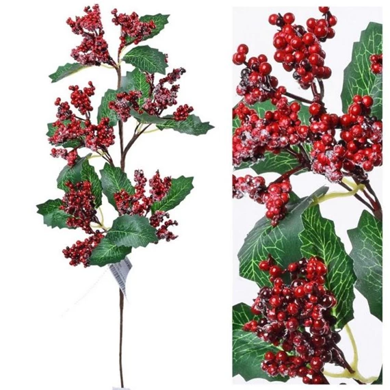 Selyemvirág ág magyal, bogyóval 53 cm