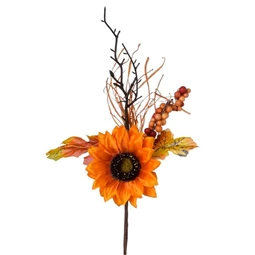 Selyemvirág ág napraforgóval, bogyókkal, betűzős 30 cm